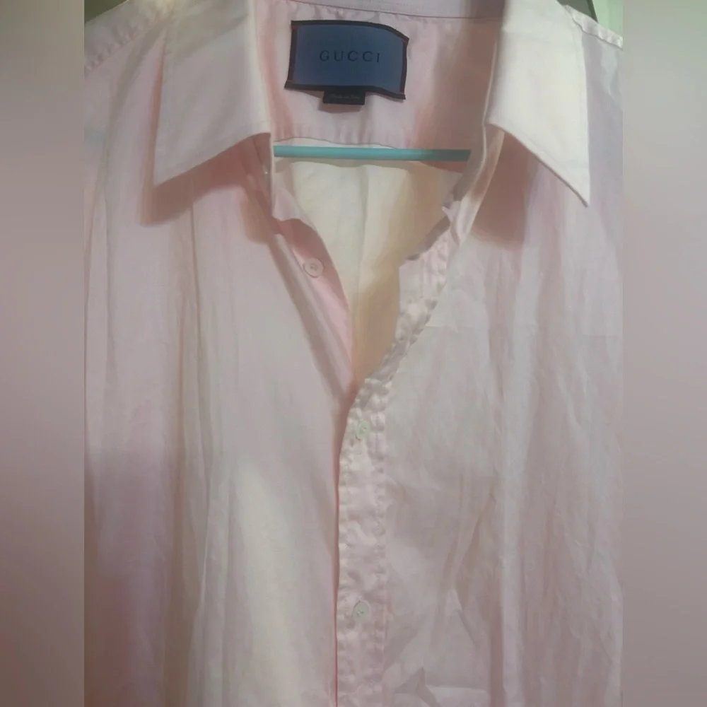 GUCCI Men’s Long Sleeve Button-Up Shirt – Pink Cotton Approx Size XXL–XXXL Italy